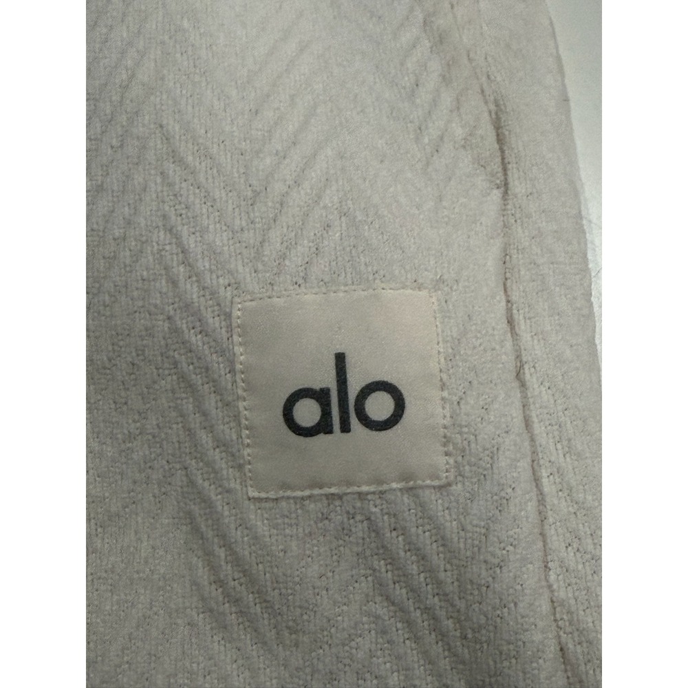 Alo Yoga Ivory White Herringbone Textured Wide Leg Lounge Pants Womens Size S - Picture 4 of 7